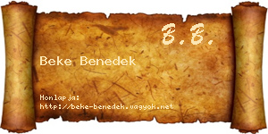 Beke Benedek névjegykártya